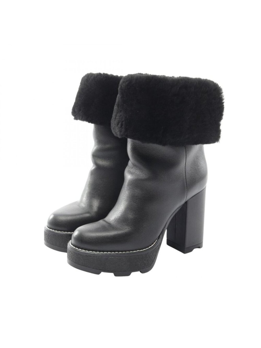 Louis Vuitton Boots LV Beaubourg Line Ankle Black Shearling Leather